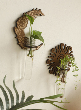 跨境创意日月悬挂式水培植物木架绿萝 简约家居民宿卧室装饰