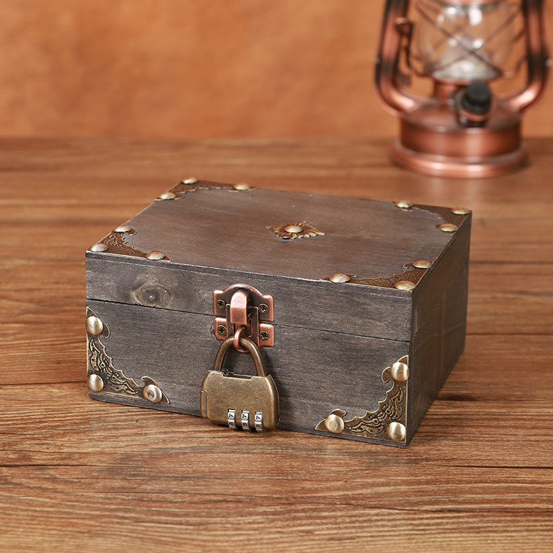 复古绿色盒子收纳盒儿童小首饰箱密码手饰盒礼盒木质首饰盒饰品盒,淘宝优惠券,粉丝福利购,淘宝优惠卷