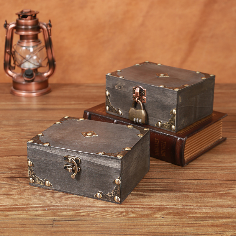 复古绿色盒子收纳盒儿童小首饰箱密码手饰盒礼盒木质首饰盒饰品盒,淘宝优惠券,粉丝福利购,淘宝优惠卷