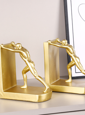 创意树脂人物桌面书立架书挡防倒