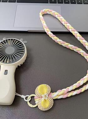 甜美蝴蝶结编织挂绳挂脖绳防丢神器手持风扇挂绳学生校牌通用