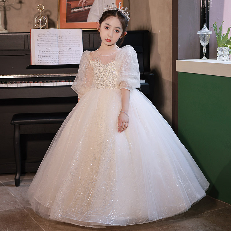 花童婚礼小女孩礼服女童生日长袖公主裙主持人钢琴演出服儿童婚纱,淘宝优惠券,粉丝福利购,淘宝优惠卷