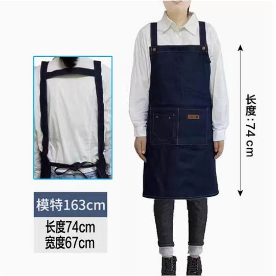 Welded denim apron lengthened men's and women's factory extra-long canvas wear-resistant ultra-short long-sleeved reverse-wearing smock coat