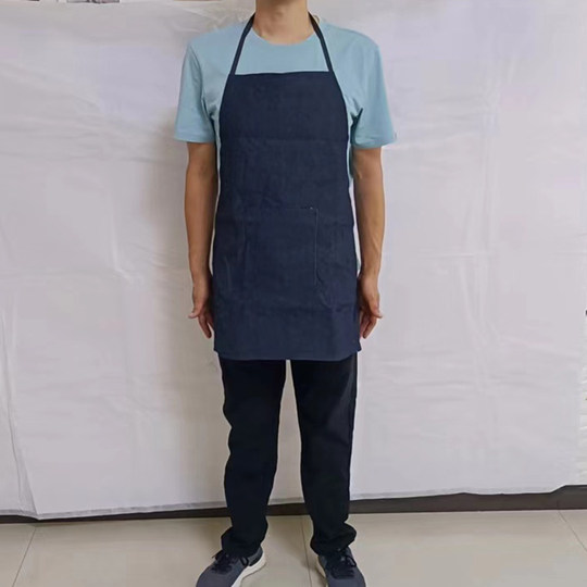 Welded denim apron lengthened men's and women's factory extra-long canvas wear-resistant ultra-short long-sleeved reverse-wearing smock coat