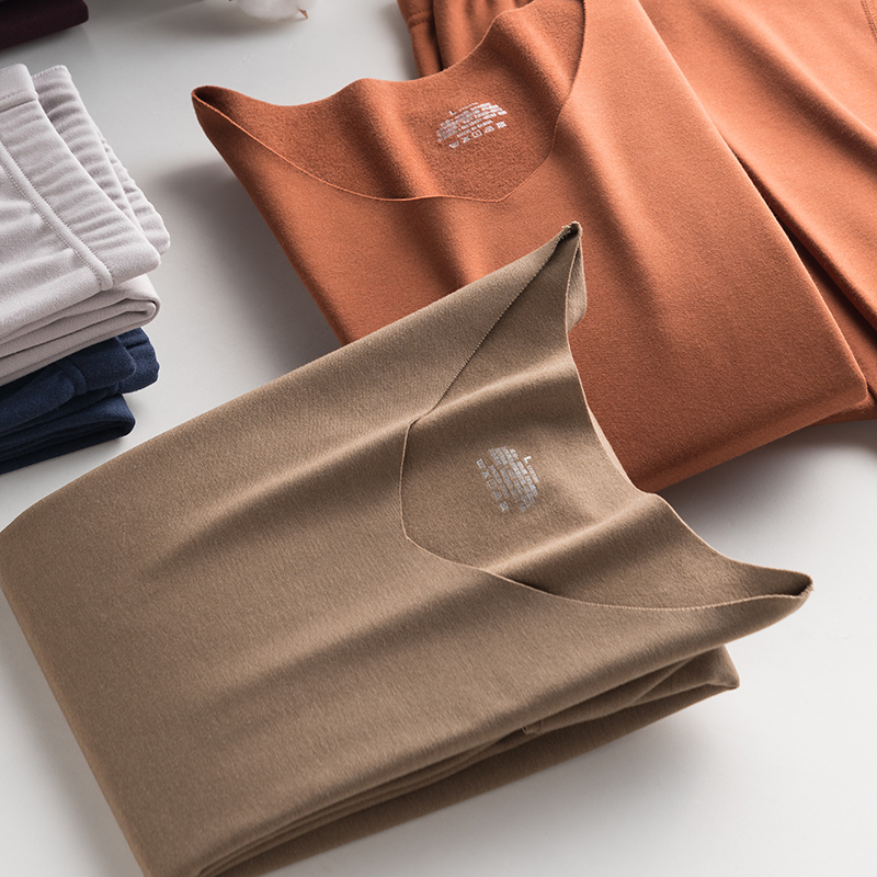 思篇旗舰店德绒无痕保暖内衣男士套装加厚加绒自发热纤维冬季青年秋衣秋裤潮2