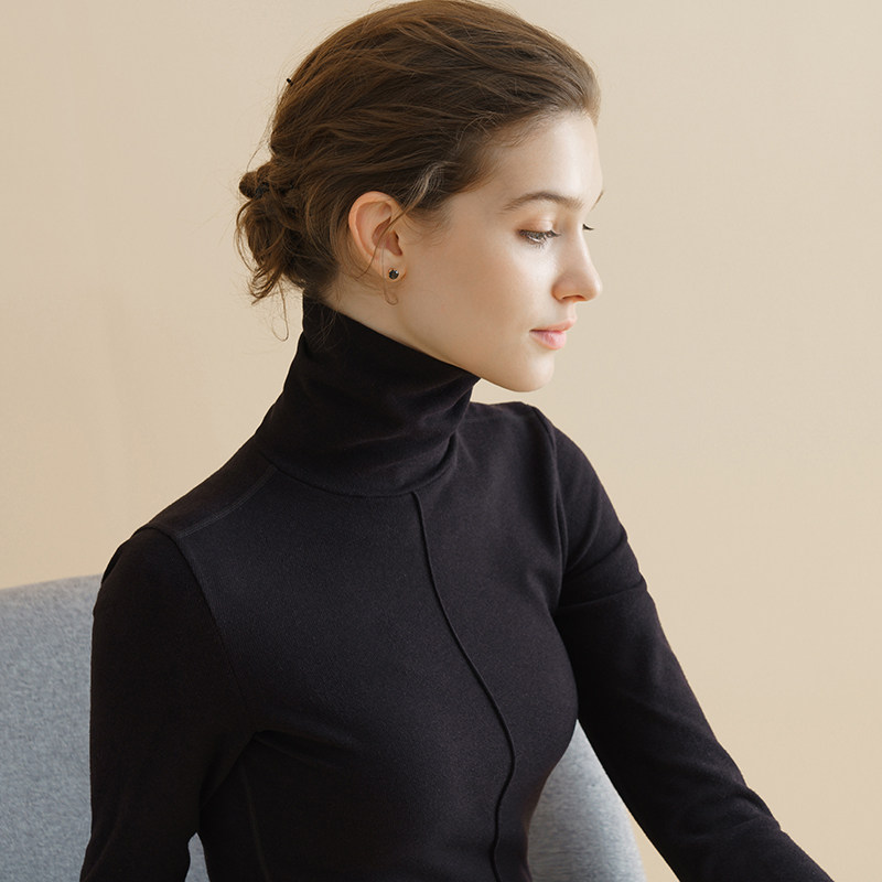 高领打底衫女士秋冬修身长袖t恤内搭磨毛加绒加厚新款潮洋气上衣,淘宝优惠券,粉丝福利购,淘宝优惠卷