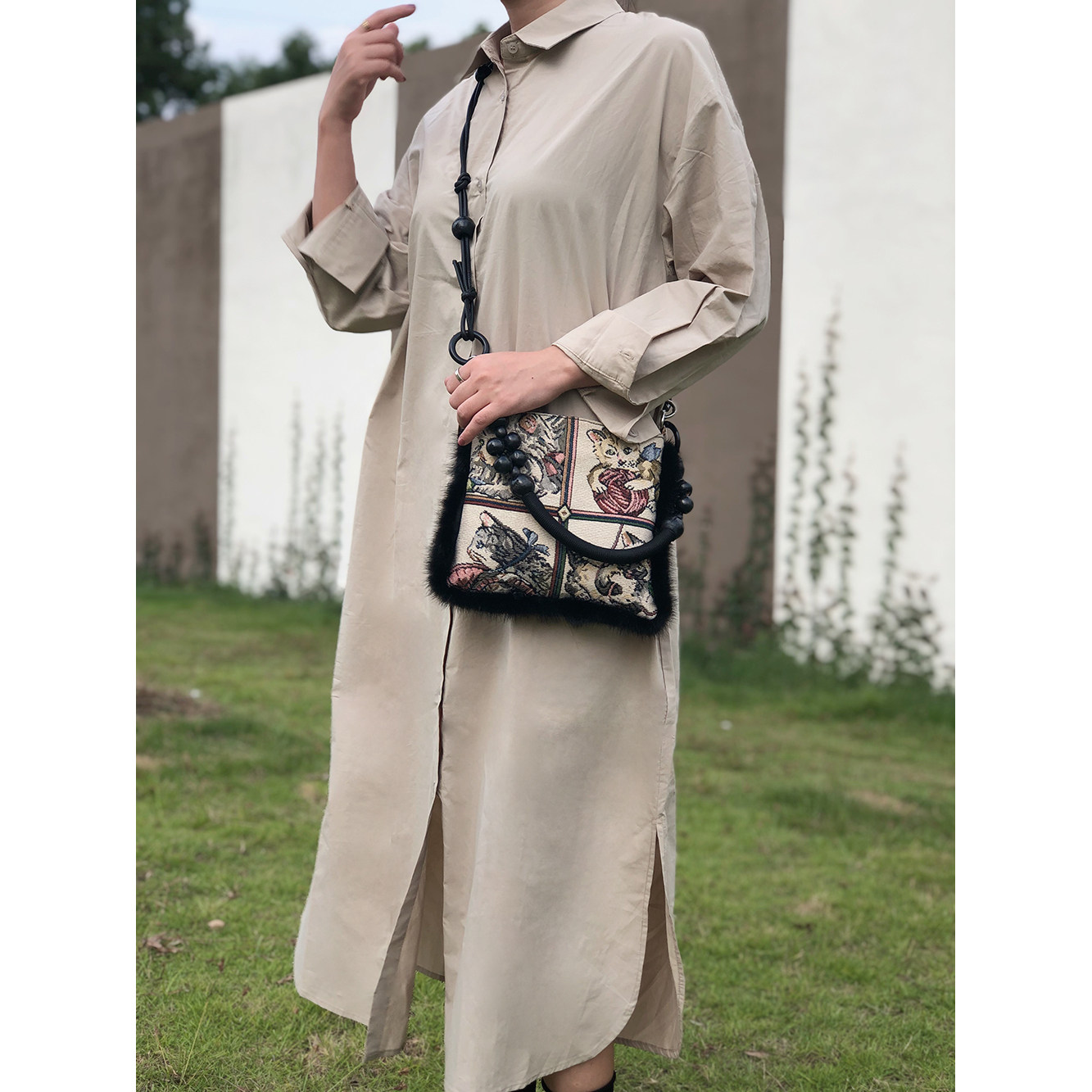 原创复古可爱猫咪毛绒小方包女tomssie秋冬新款休闲手提斜挎小包,淘宝优惠券,粉丝福利购,淘宝优惠卷