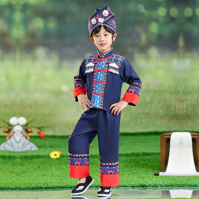 少数民族服装儿童土家族女童56个名族广西壮族男童三月三衣服瑶族