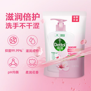 滴露抑菌洗手液家用实惠儿童非免洗滋润倍护香型450g袋补充替换装