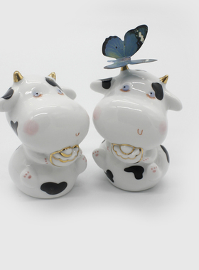 景德镇可爱风牛年吉祥物桌面摆件