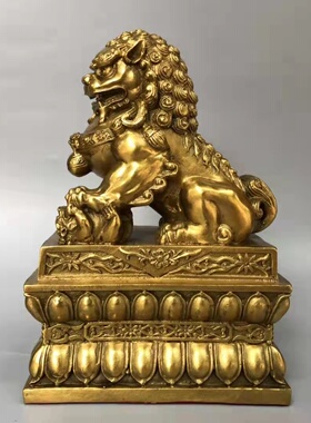 黄铜镇宅宫门狮窗台大门反弓