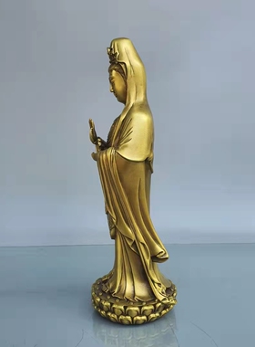 黄铜观音摆件镇宅客厅中式