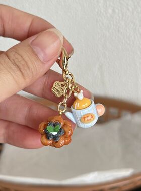原创手作甜点茶壶龙虾扣钥匙扣