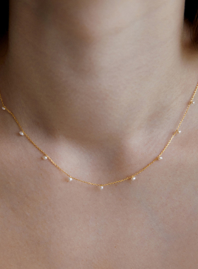 925纯银天然珍珠满天星项链