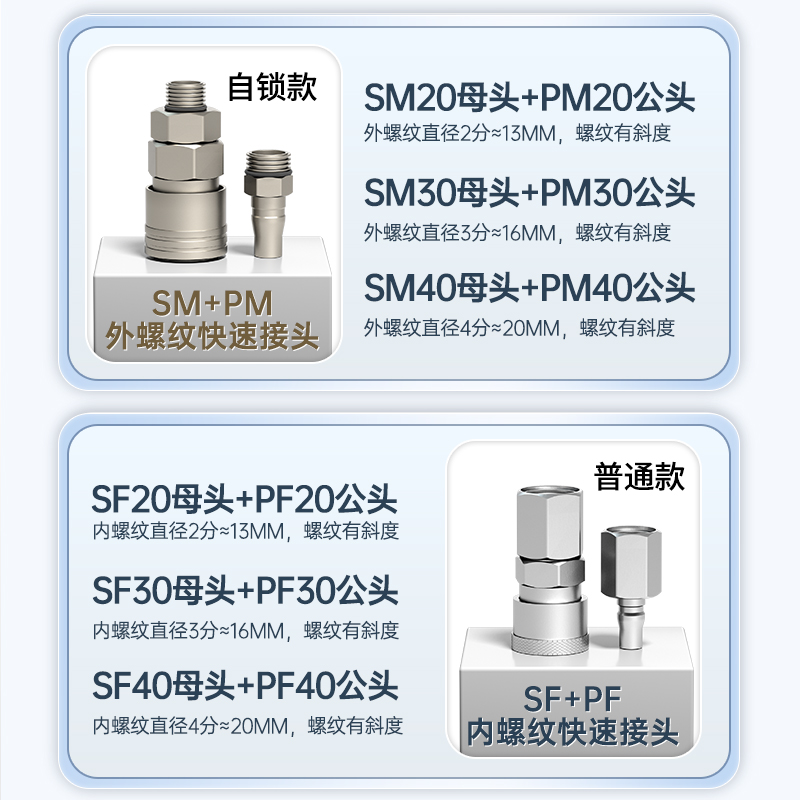 c式快速接头气管自锁接头不锈钢快装快插塑钢气动工具空压机对接-图3