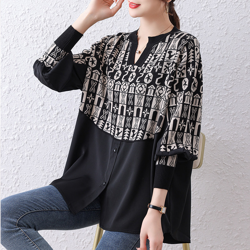 大码女装2021年新款宽松遮肚打底衫 姿必美毛针织衫