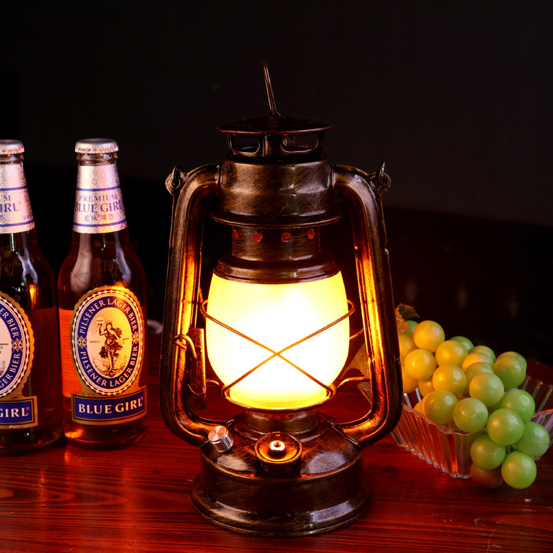 led充电酒吧台灯创意复古清吧装饰户外煤油灯马灯密室剧本杀灯