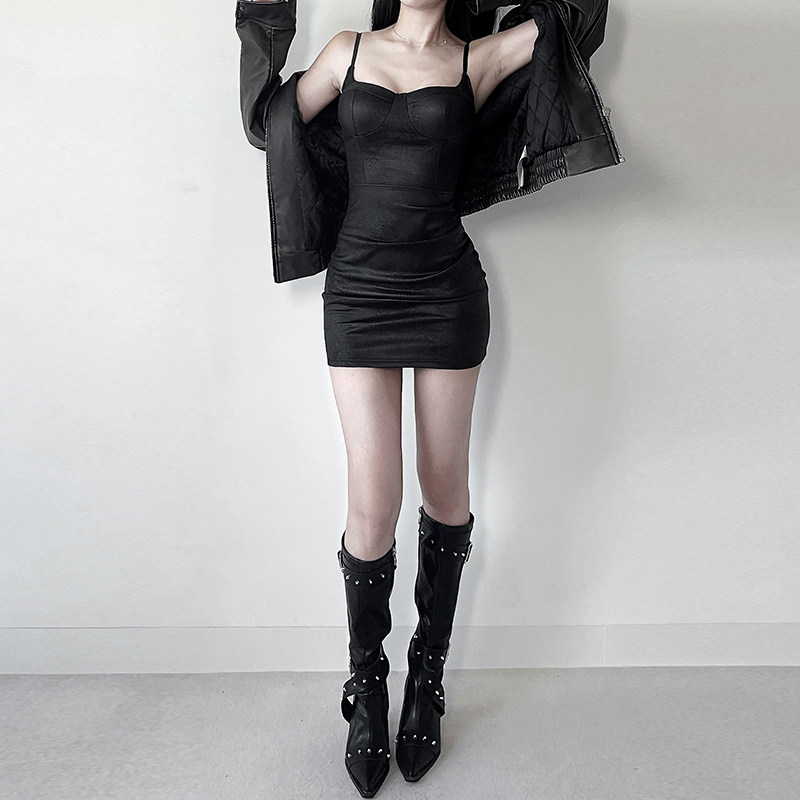 instunning 御姐性感吊带皮裙子秋冬新款辣妹包臀裙紧身连衣裙女,淘宝优惠券,粉丝福利购,淘宝优惠卷