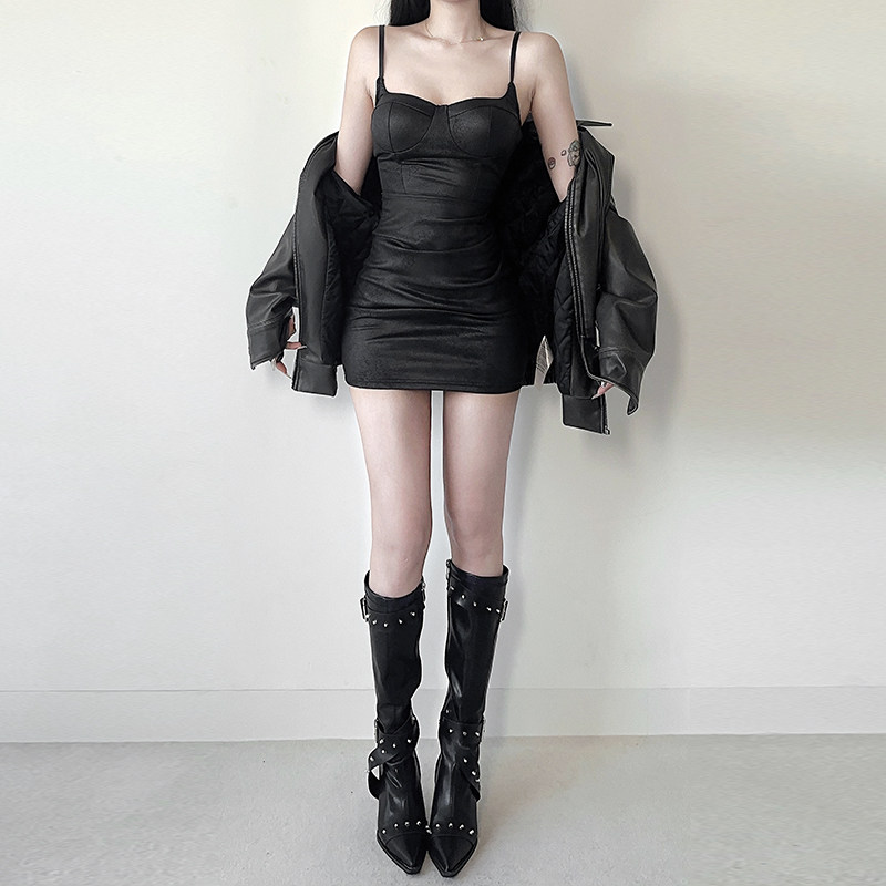 instunning 御姐性感吊带皮裙子秋冬新款辣妹包臀裙紧身连衣裙女,淘宝优惠券,粉丝福利购,淘宝优惠卷