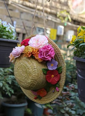 草帽别墅造景园艺仿真鸟窝挂饰