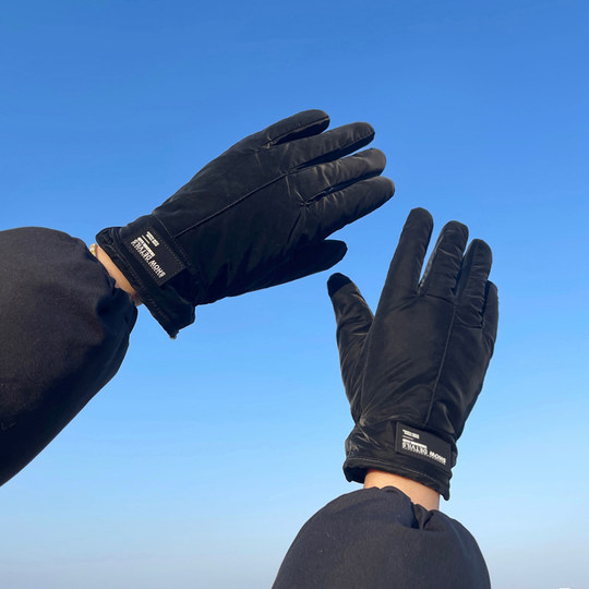 Autumn and winter outdoor cycling warm fleece gloves
