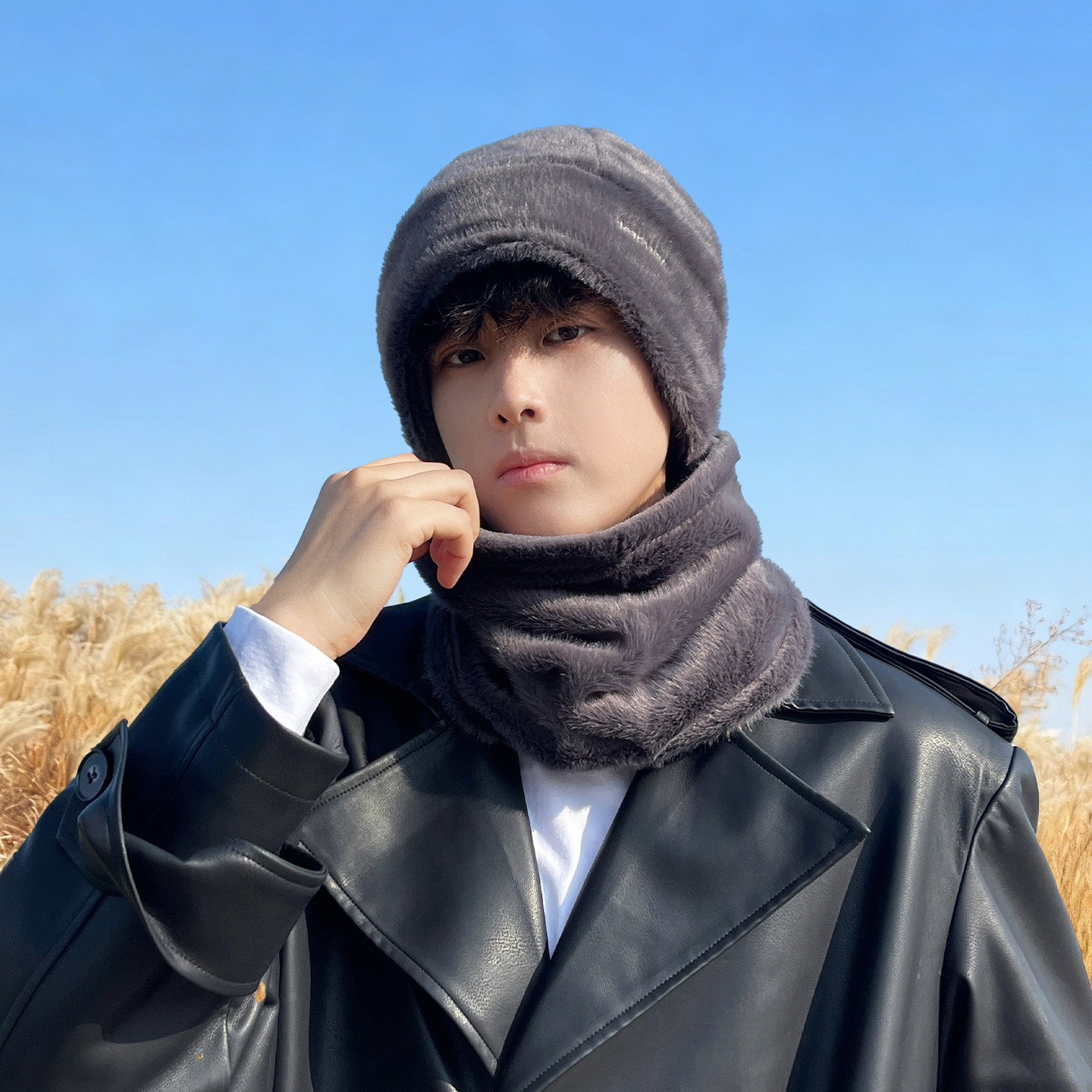 毛绒帽子男款冬季骑行加绒加厚护耳冷帽户外防风保暖围脖套头帽男,淘宝优惠券,粉丝福利购,淘宝优惠卷