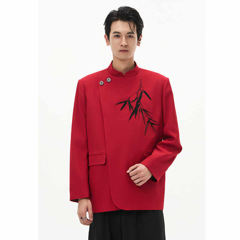 DIBINSAI「竹枝词意」新中式国风西装 立领竹子绣花 休闲西服外套,淘宝优惠券,粉丝福利购,淘宝优惠卷