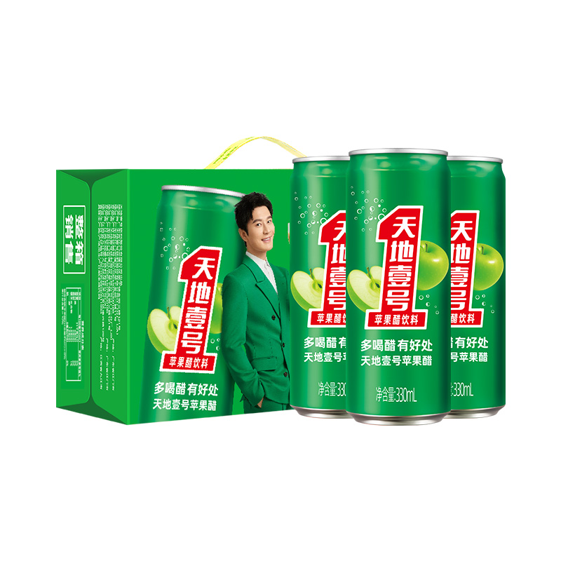 天地壹号苹果醋饮料整箱330mlx15罐+赠送6连罐（330ml*6罐） - 图0