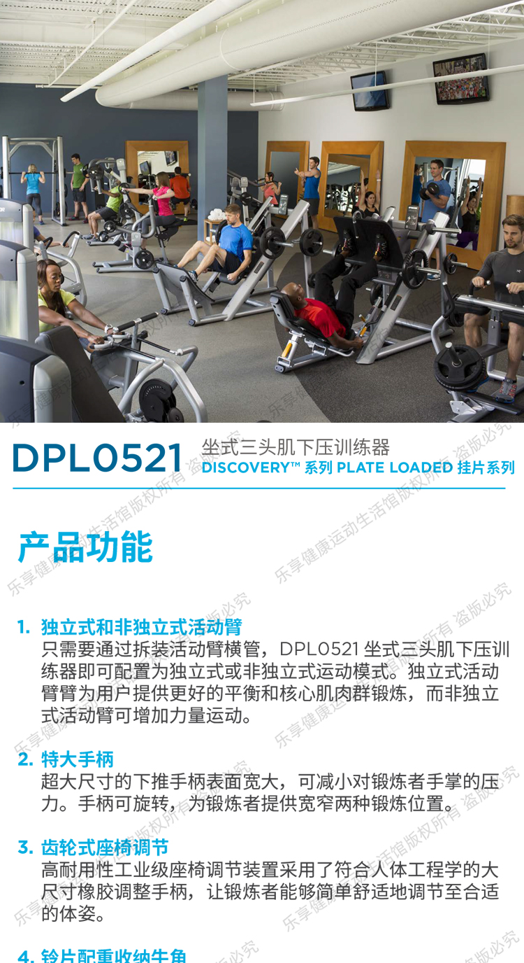 Precor/必确坐式臂屈伸肱三头肌下压训练器DPL0521健身房力量运动-图1