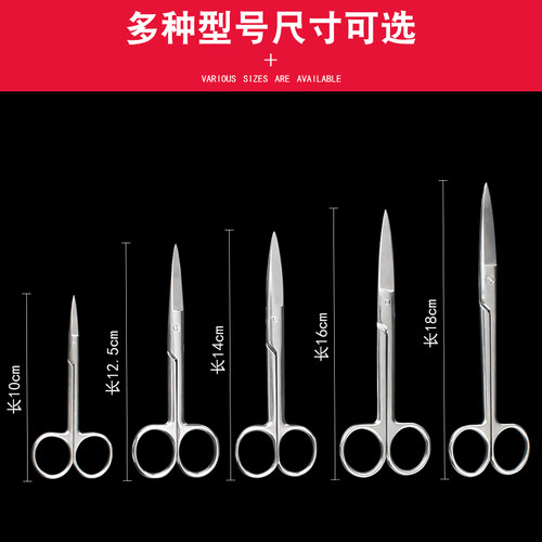 不锈钢剪刀外科直头弯头手多术规格家用剪眼科小剪刀圆头组织剪刀 - 图0