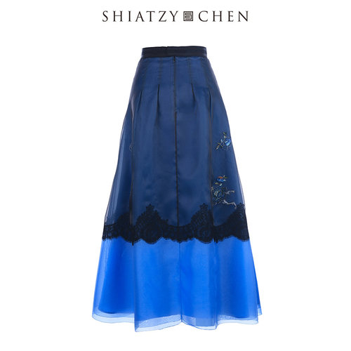 SHIATZY CHEN/夏姿·陈经典拼色欧根纱刺绣半裙602202 - 图1