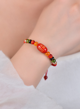 本命年富贵平安手链男女吉祥红绳