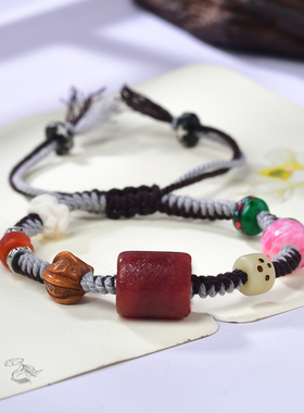 真安顺男女同款玛瑙多宝藏式手链