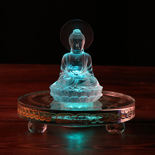 LED七彩灯座宝箧印陀罗尼塔佛塔佛像舍利塔摆件发光水晶底座桌面 - 图2