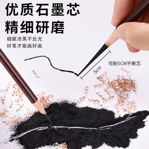 老人头素描铅笔2B4B6B8B4H初学者速写素描铅笔12B14BEE特浓软中硬炭笔美术生专用专业写生入门绘画工具套装 - 图1