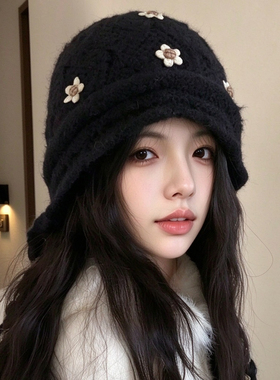 加绒保暖护耳流苏针织帽女秋冬