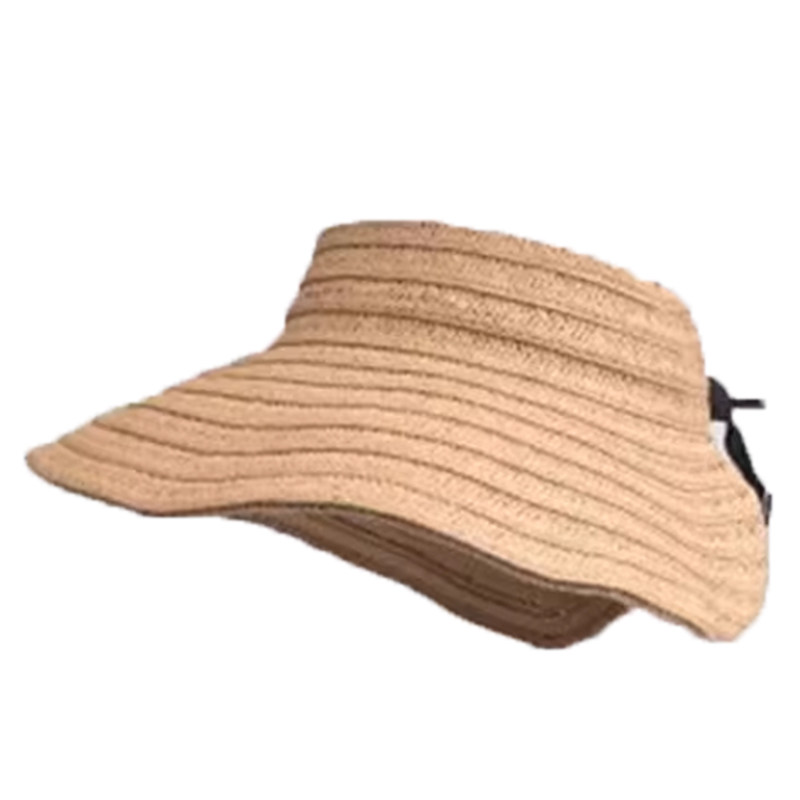 2025夏季新款大檐防晒空顶帽子女沙滩海边全脸遮阳度假可折叠草帽