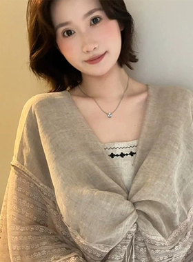 夏季防晒薄款度假风大披肩女