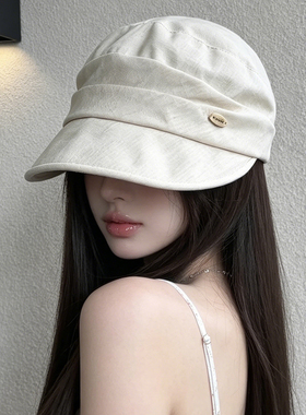 夏季女款亚麻显脸小防晒马术帽