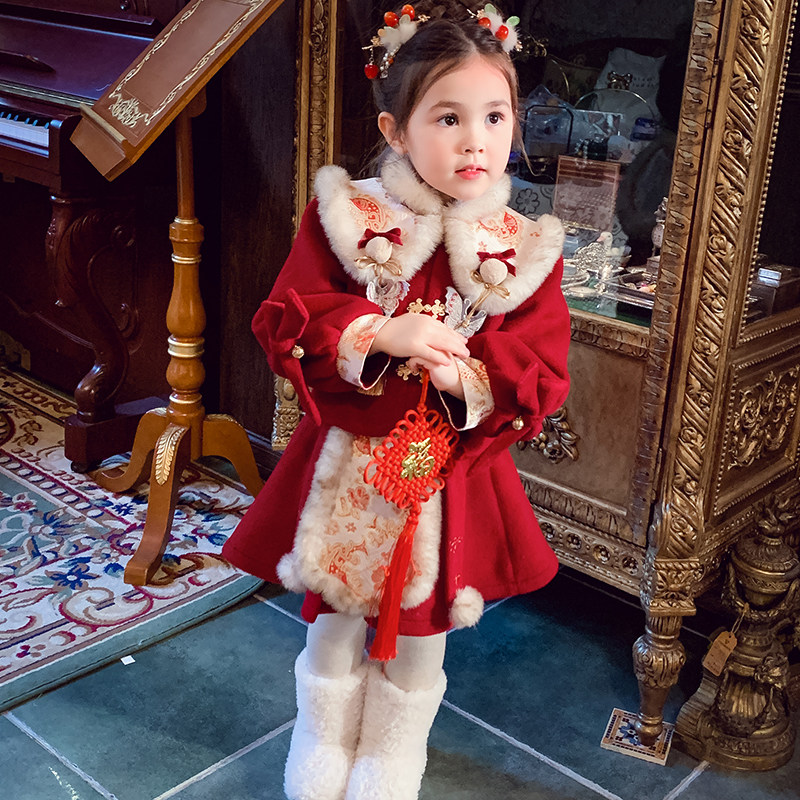 女童国风拜年服冬装2025新款洋气儿童加绒唐装外套女孩汉服套装裙,淘宝优惠券,粉丝福利购,淘宝优惠卷