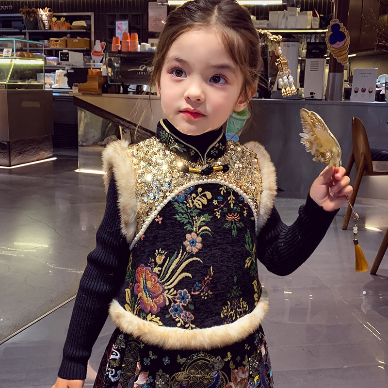 女童马面裙套装冬装2025新款女孩中国风新年装儿童马甲唐装拜年服,淘宝优惠券,粉丝福利购,淘宝优惠卷