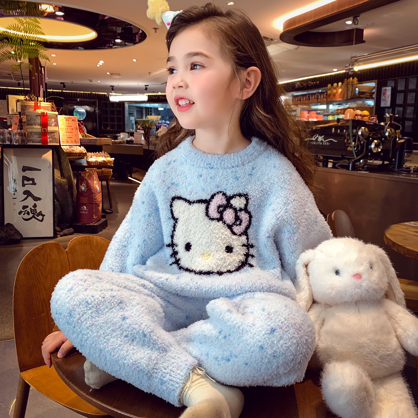 米米哈罗女童半边绒家居服冬装2025新款儿童韩版卡通长袖睡衣睡裤,淘宝优惠券,粉丝福利购,淘宝优惠卷