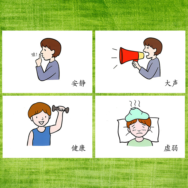 反义词二卡通版形容词塑封卡片自闭症孤独症发育迟缓ABA语言训练