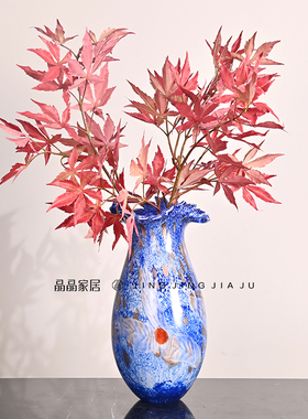 晶晶家居古典玻璃客厅蓝色花瓶