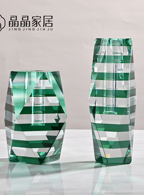 绿色透明水晶桌面摆件客餐厅花器