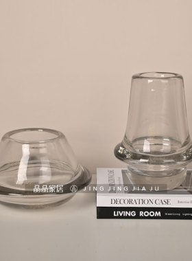 简约透明水晶花器水培仿真花插花瓶现代家居样板间桌软装饰品摆件