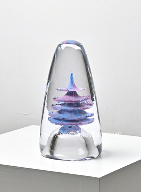 简约艺术厚重透明琉璃冰雪树摆件样板间电视柜台卧室床头柜装饰品