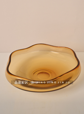 北欧简约花边玻璃水果盘居家餐桌茶几桌面装饰摆件台面糖果盘容器