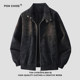 Ponchoe American fashion brand retro stand collar jacket men's autumn loose handsome PU leather jacket youth style trendy