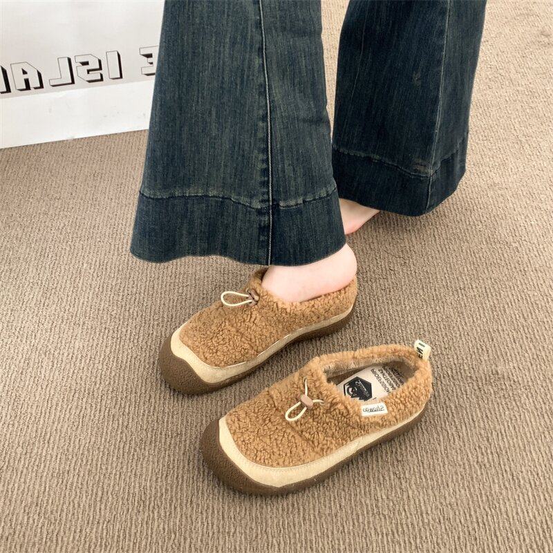 2025冬季新款小羊蹄女鞋平底保暖一脚蹬外穿毛毛鞋套脚勃肯半拖鞋,淘宝优惠券,粉丝福利购,淘宝优惠卷
